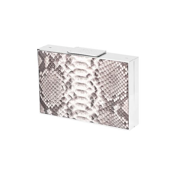 Scarlett Box Clutch in Natural Python from Aspinal of London