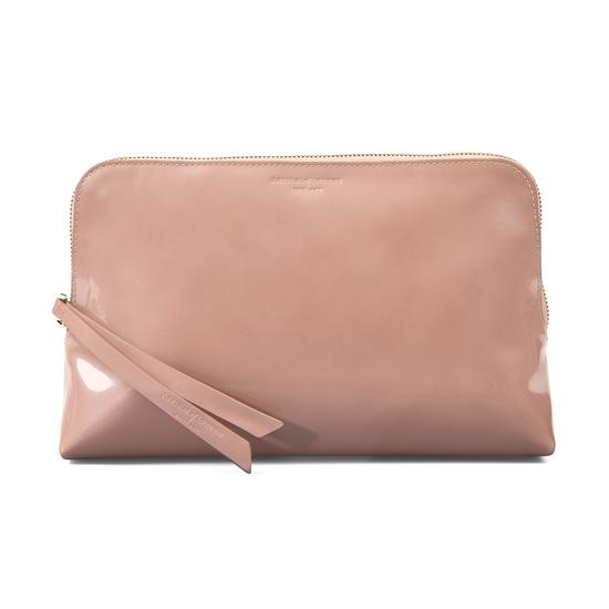 Large Essential Cosmetic Case in Rose Gold Patent from Aspinal of London