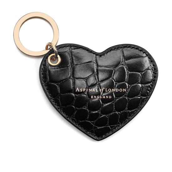 Heart Keyring in Black Croc from Aspinal of London