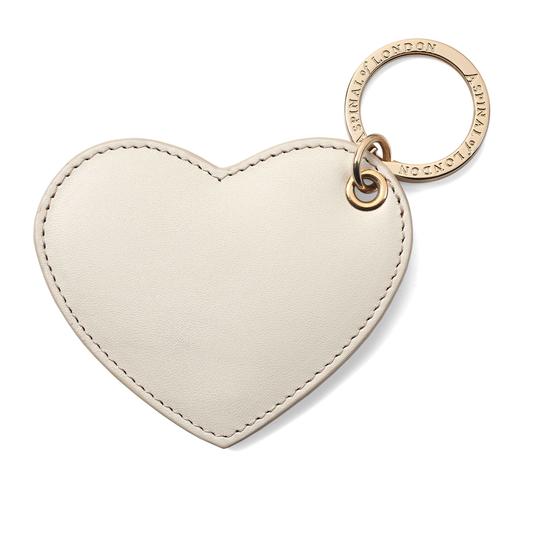 Heart Key Ring in Smooth Ivory from Aspinal of London