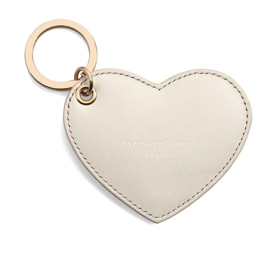 Heart Key Ring in Smooth Ivory from Aspinal of London