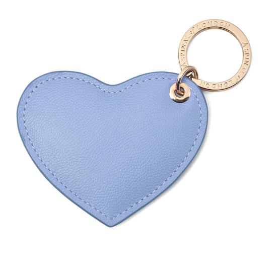 Heart Key Ring in Misty Blue Kaviar from Aspinal of London