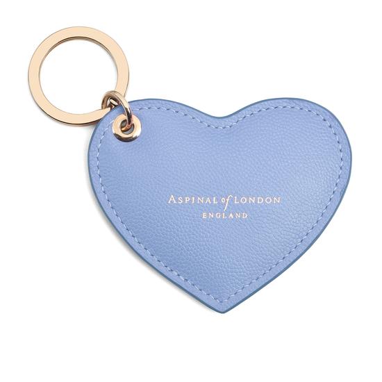 Heart Key Ring in Misty Blue Kaviar from Aspinal of London
