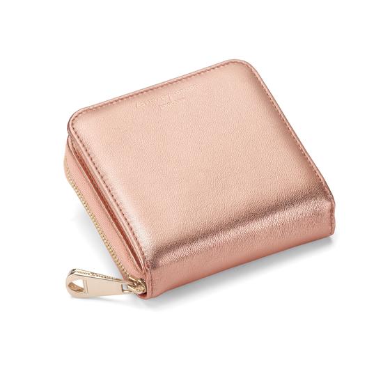 Mini Continental Zipped Coin Purse in Rose Gold Metallic from Aspinal of London