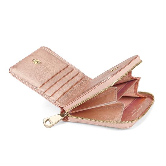 Mini Continental Zipped Coin Purse in Rose Gold Metallic from Aspinal of London