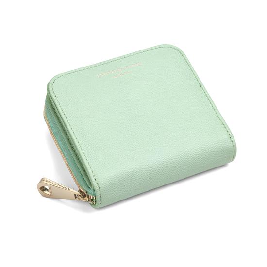 Mini Continental Zipped Coin Purse in Peppermint Kaviar from Aspinal of London