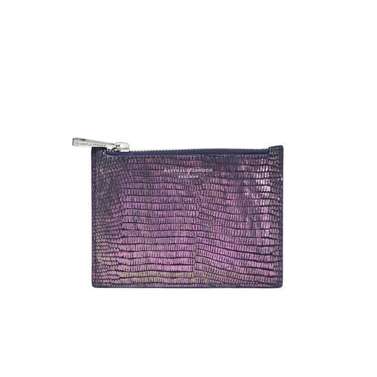 Small Essential Flat Pouch in Iridescent Lizard from Aspinal of London