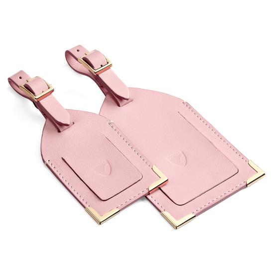 Set of 2 Luggage Tags in Blush Pink Nappa from Aspinal of London