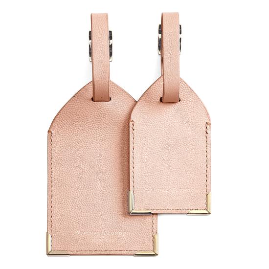 Set of 2 Luggage Tags in Peach Kaviar from Aspinal of London
