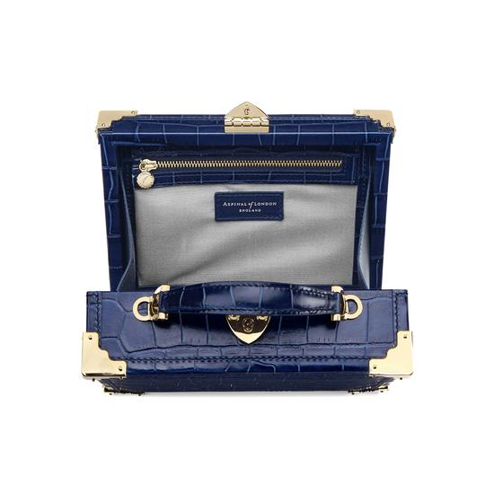 Mini Trunk Clutch in Deep Shine Navy Croc from Aspinal of London