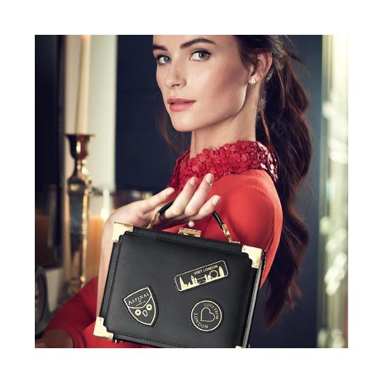 Mini Trunk Clutch in Deep Shine Navy Croc from Aspinal of London
