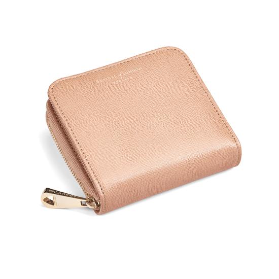 Mini Continental Zipped Coin Purse in Deer Saffiano from Aspinal of London