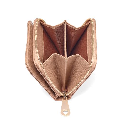 Mini Continental Zipped Coin Purse in Deer Saffiano from Aspinal of London