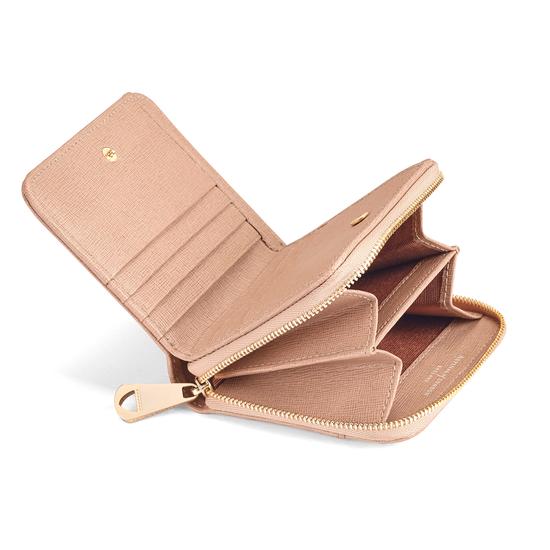 Mini Continental Zipped Coin Purse in Deer Saffiano from Aspinal of London