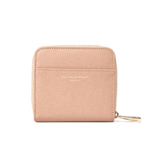 Mini Continental Zipped Coin Purse in Deer Saffiano from Aspinal of London