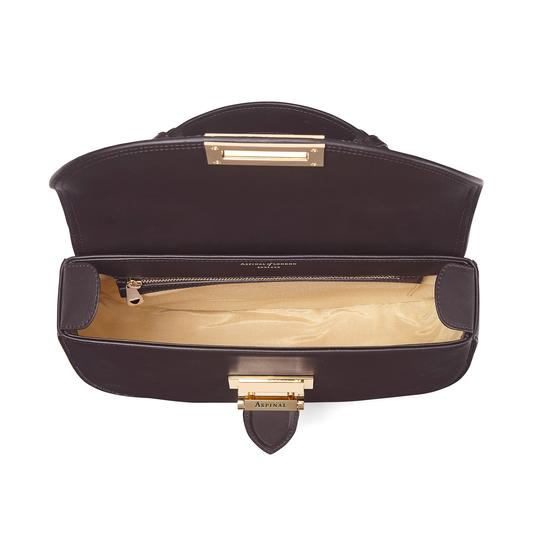 Letterbox Saddle Bag in Smooth Dark Brown & Tan Snake Print from Aspinal of London