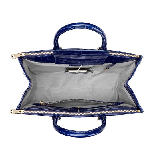 Editor's Tote in Deep Shine Navy Croc from Aspinal of London