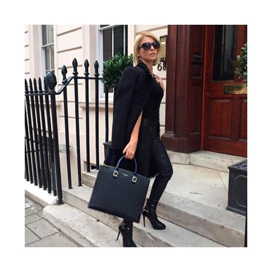 Editor's Tote in Deep Shine Navy Croc from Aspinal of London