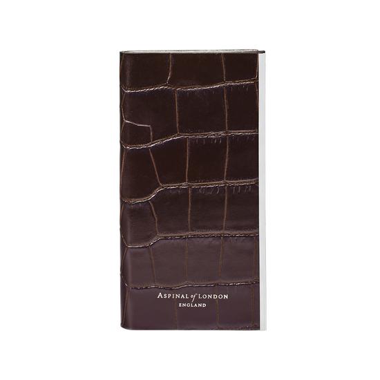 iPhone 7 Plus Leather Book Case in Deep Shine Amazon Brown Croc & Stone Suede from Aspinal of London