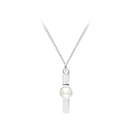 Sterling Silver & Akoya Pearl Alphabet Pendant Necklace (Letter I) from Aspinal of London