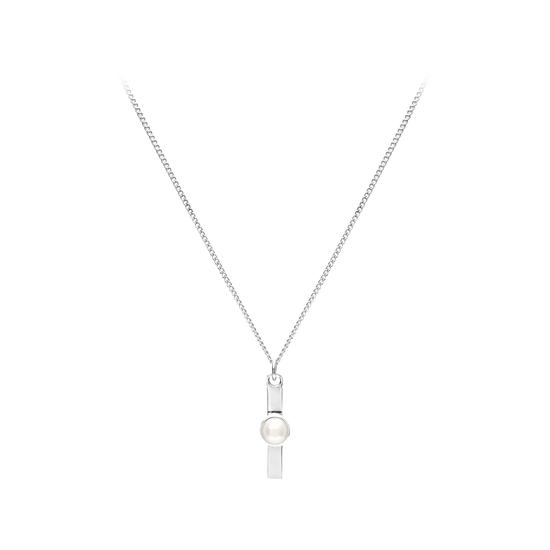 Sterling Silver & Akoya Pearl Alphabet Pendant Necklace (Letter I) from Aspinal of London