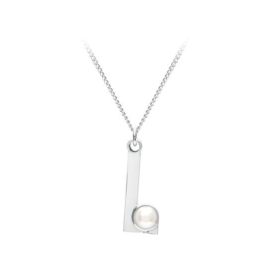 Sterling Silver & Akoya Pearl Alphabet Pendant Necklace (Letter L) from Aspinal of London