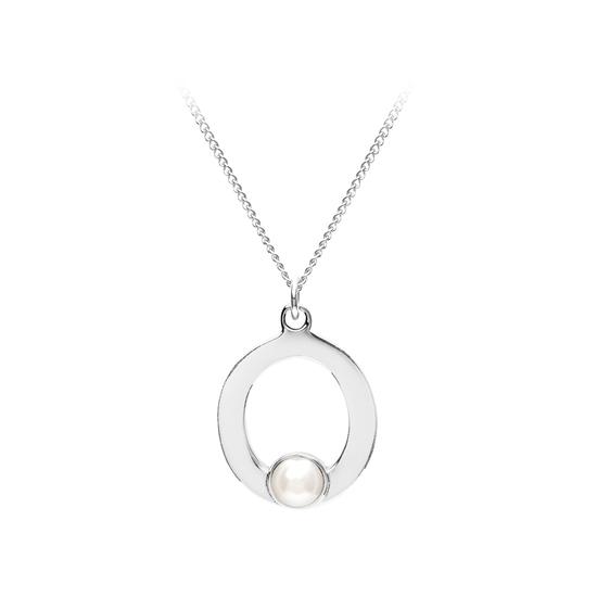 Sterling Silver & Akoya Pearl Alphabet Pendant Necklace (Letter O) from Aspinal of London