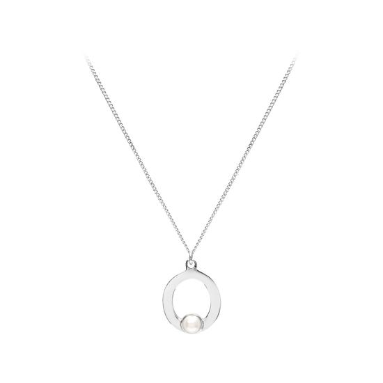 Sterling Silver & Akoya Pearl Alphabet Pendant Necklace (Letter O) from Aspinal of London