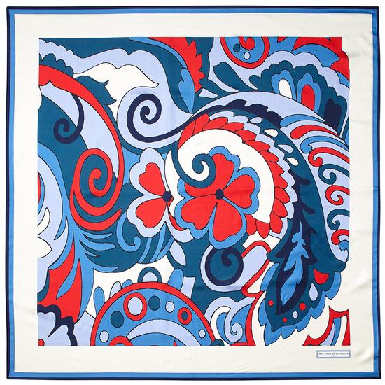 Psychedelic Silk Scarf in Navy from Aspinal of London