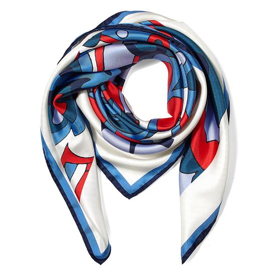 Psychedelic Silk Scarf in Navy from Aspinal of London