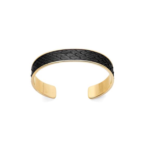 Cleopatra Skinny Cuff Bracelet in Black Python from Aspinal of London