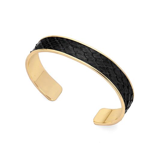 Cleopatra Skinny Cuff Bracelet in Black Python from Aspinal of London