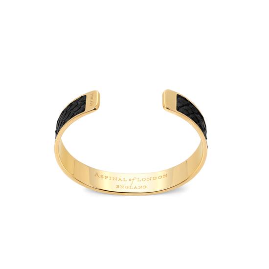 Cleopatra Skinny Cuff Bracelet in Black Python from Aspinal of London