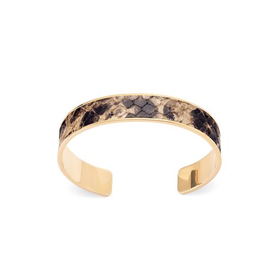 Cleopatra Skinny Cuff Bracelet in Tan Snake from Aspinal of London