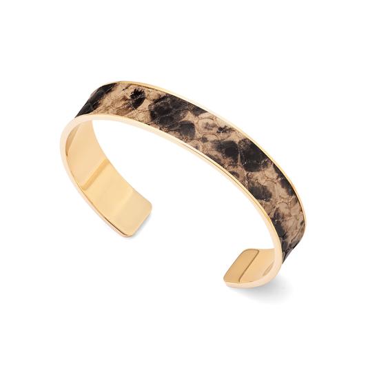 Cleopatra Skinny Cuff Bracelet in Tan Snake from Aspinal of London