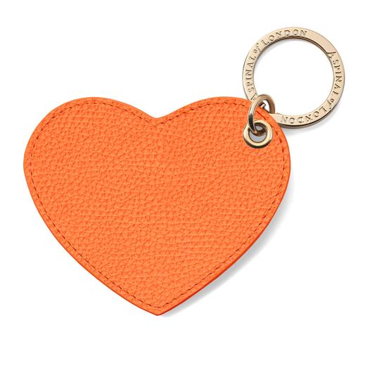 Heart Key Ring in Orange Pebble from Aspinal of London
