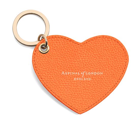 Heart Key Ring in Orange Pebble from Aspinal of London