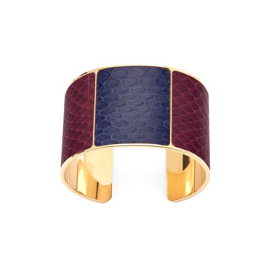 Minerva Cuff Bracelet in Bordeaux & Blue Moon Snake from Aspinal of London