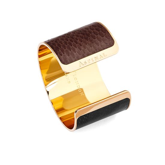 Minerva Cuff Bracelet in Black, Leopard & Brown Snake from Aspinal of London