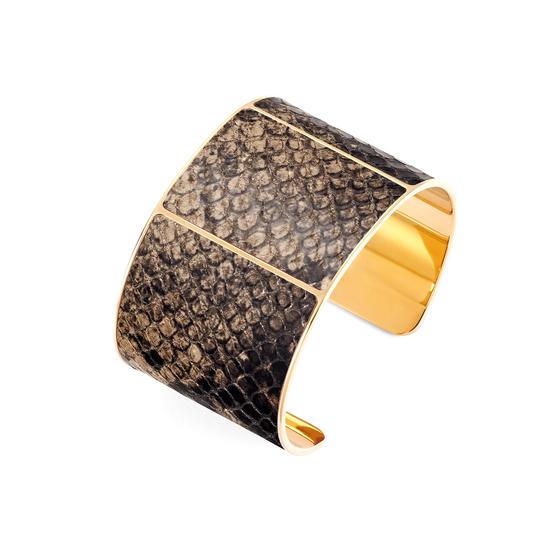 Minerva Cuff Bracelet in Tan Snake from Aspinal of London