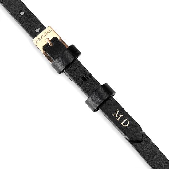 Mayfair Skinny Double Wrap Leather Bracelet in Smooth Black from Aspinal of London