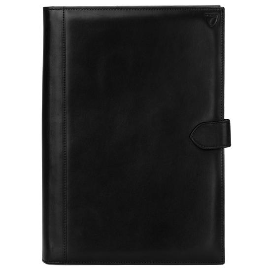 A4 Conference Portfolio in Smooth Black & Cobalt Suede from Aspinal of London