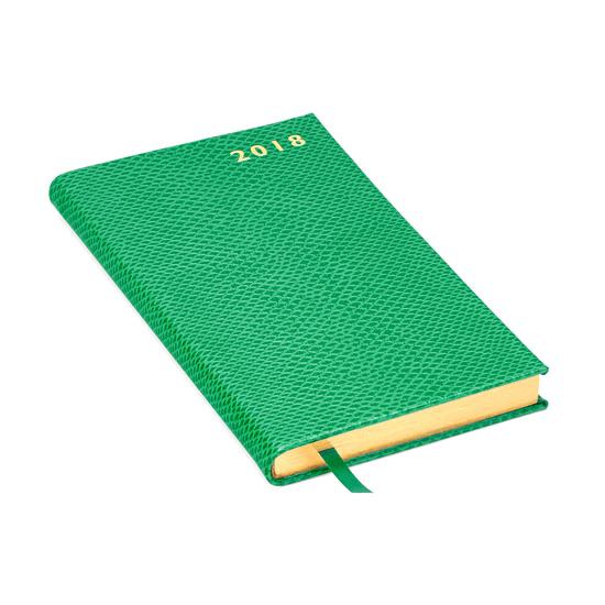 Slim Pocket Leather Diary in Grass Green Lizard from Aspinal of London