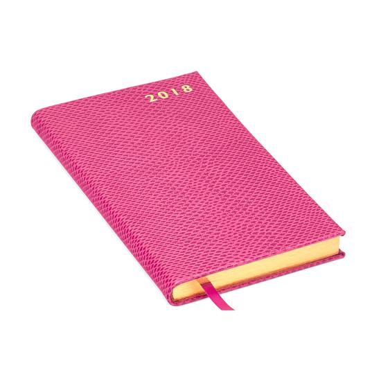 Slim Pocket Leather Diary in Raspberry Lizard from Aspinal of London