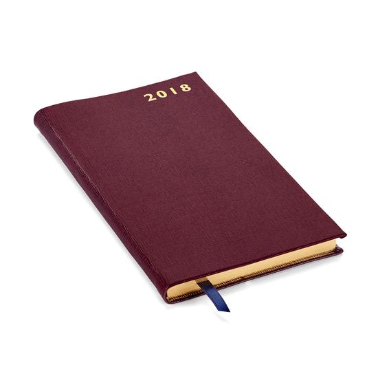 Slim Pocket Leather Diary in Burgundy Saffiano from Aspinal of London