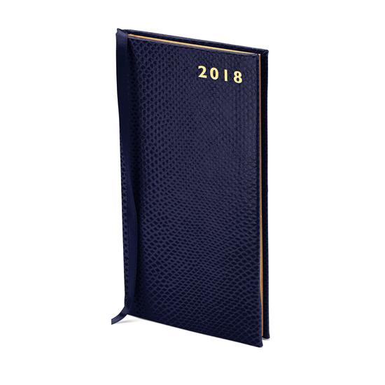 Slim Pocket Leather Diary in Midnight Blue Lizard from Aspinal of London
