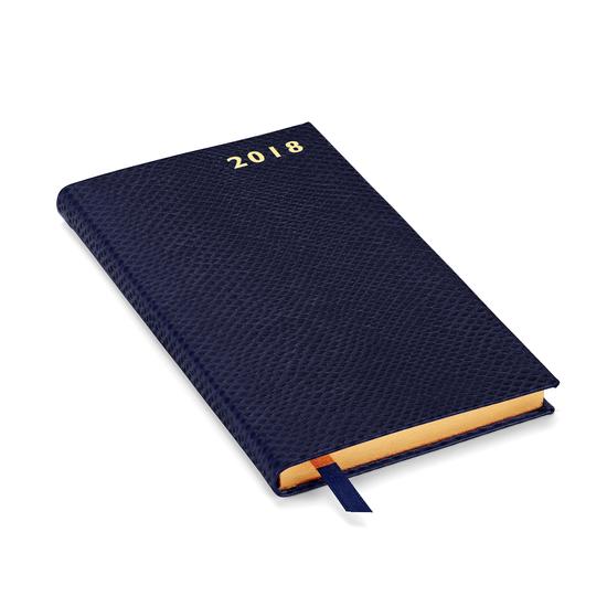 Slim Pocket Leather Diary in Midnight Blue Lizard from Aspinal of London