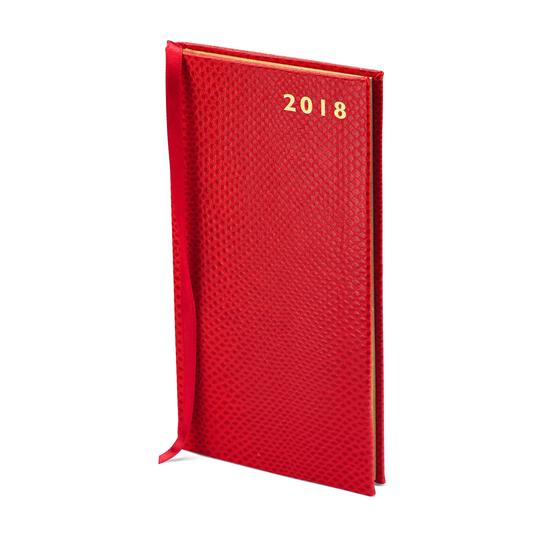 Slim Pocket Leather Diary in Berry Lizard from Aspinal of London