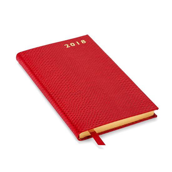 Slim Pocket Leather Diary in Berry Lizard from Aspinal of London