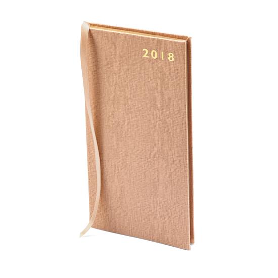Slim Pocket Leather Diary in Deer Saffiano from Aspinal of London